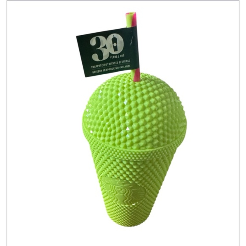 STARBUCKS bright green studded dome cold cup 30th anniversary edition